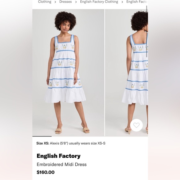 English Factory White and Blue Embroidered Midi Dress New with Tags Size Small - Picture 8 of 8